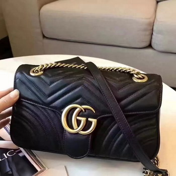 Replica Gucci Marmont Matelasse Shoulder Bag Yelow Gold Black