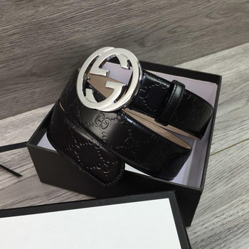 Replica Gucci Width 4cm Leather Men Belt Black With Gold Buckle 042