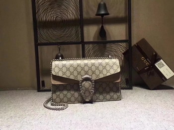 Replica Gucci 400249 Dionysus GG Supreme Shoulder Bag Khaki Leather
