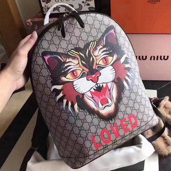 Replica Gucci 443805 Angry Cat Print GG Supreme Backpack