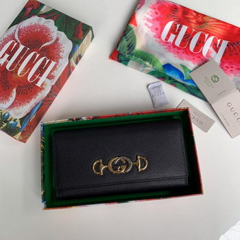 Replica Replica Gucci 573612 Zumi Grainy Leather Continental Wallet Black