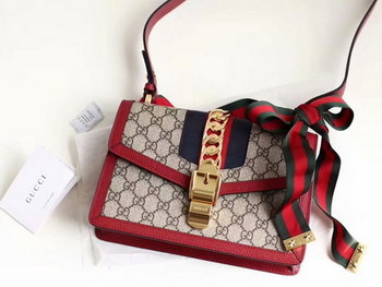 Replica Discount Gucci 431666 New Sylvie GG Supreme Chain Bag Red