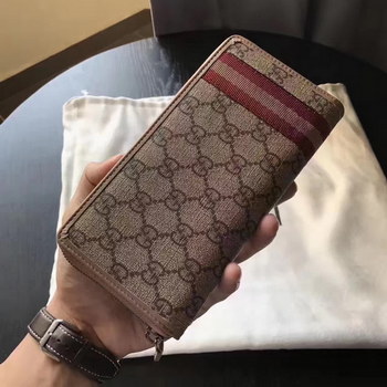 Replica Original Quaility Gucci 291105 GG Supreme Zipper Wallet Pink