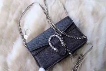 Replica Original Quality Gucci ?476432 Dionysus Leather Chain Super Mini Bag Black