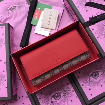 Replica Gucci 410100 Women GG Supreme Wallet Red Leather