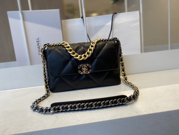 Replica 2021 Classic Chanel 19 Flap Bag 30cm Goatskin in Black Price Online Replica