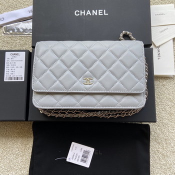 Replica Replica Chanel A33814 Women Classcics Wallet On Chain Light Gray with Sliver