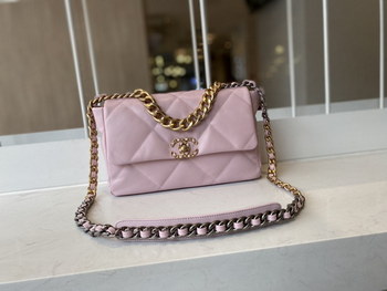 Replica 2021 Classic Chanel 19 Flap Bag 30cm Goatskin in Pink Price Online Replica