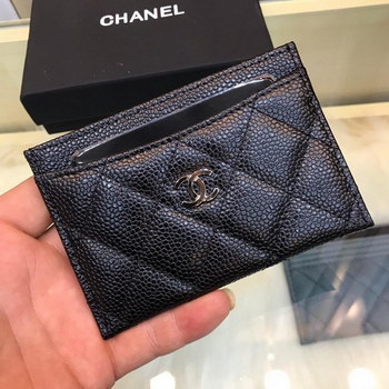 Replica Top Quality Chanel CF Small Card Bag Black Genuine Leather Silver Tone Metal