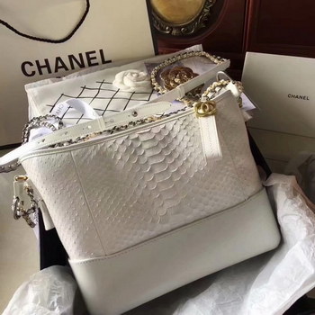 Replica Top Replica Chanel Gabrielle Small Hobe Bag White Python Metallic Calfskin Gold Tone Metal