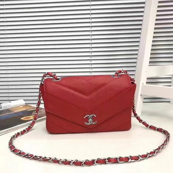 Replica Chanel 2017 Lambskin Chian Flap Bag Red