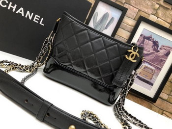Replica Chanel A9824 Gabrielle Small Hobo Bag Denim Calfskin Gold Tone Metal Black