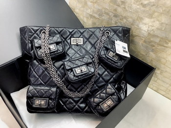Replica 2022 Replica Chanel Ohanel Vintag Shopping Bag Black Lambskin High End