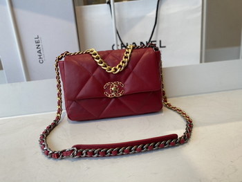 Replica 2021 Top Sale Chanel 19 Flap Bag 26cm Goatskin in Red Replica