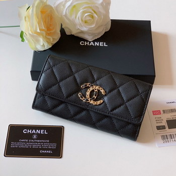 Replica Replica Chanel AP1836 New Wallet Wallet Grained Calfskin Gold Tone Metal Black