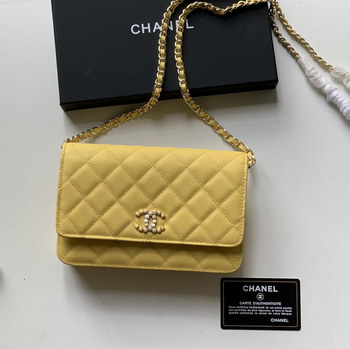 Replica Top Quality AP2021 Chanel Woc Wallet On Chain Caviar Leather Yellow