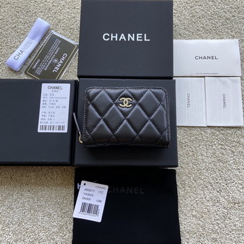 Replica Replica Chanel A69271 Small Wallet Black Leather With Sliver