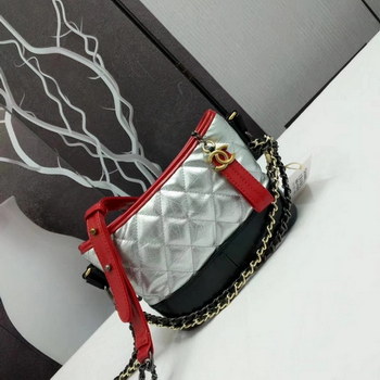 Replica Chanel Gabrielle Small Hobo Bag Silver Goatskin Patent Goatskin Gold Tone Metal