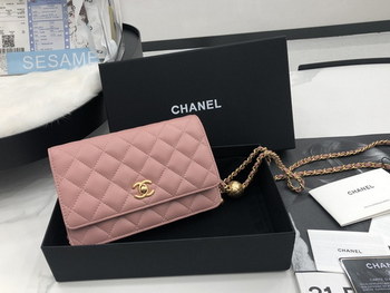 Replica Vintage Chanel AP1450 Wallet on Chain Pink Leather With Gold Tone Metal Ball Price Online Replica
