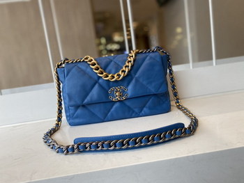 Replica 2021 Classic Chanel 19 Flap Bag 30cm Goatskin in Blue Price Online Replica