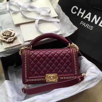 Replica Chanel Boy Chanel Wine Red Handbag With Handle