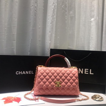 Replica Top Replica Chanel A92994 CoCo Flap Bag With TOp Handle Grained Calfskin Lizard Embossed Calfskin Gold Tone Metal Pink