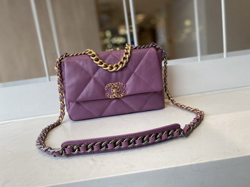 Replica 2021 Top Sale Chanel 19 Flap Bag 26cm Goatskin in Purple Replica