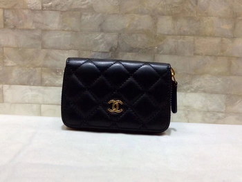 Replica Chanel Calfskin Women Wallet Black With Gold Tone Metal