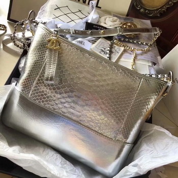 Replica Top Replica Chanel Gabrielle Small Hobe Bag Silver Python Metallic Calfskin Gold Tone Metal