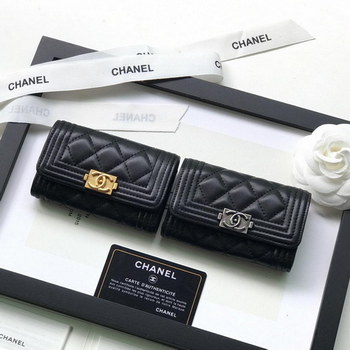 Replica Replica Boy Chanel Flap Wallet Lambskin Gold Tone Metal