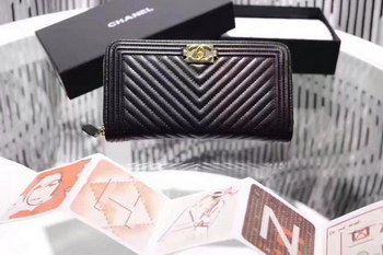 Replica Chanel 5007111 Boy Lambskin Wallet Black