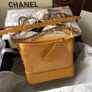Replica Top Replica Chanel Gabrielle Small Hobe Bag Yellow Python Metallic Calfskin Gold Tone Metal