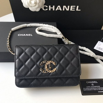 Replica Best Price Chanel AP1794 Flap Bag Grained Calfskin Black