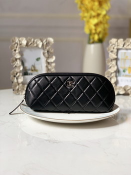 Replica Replica Chanel Women Cosmetic Bag Black Leather