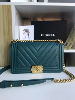 Replica Replica 25cm V Boy Chanel Handbag Blue Grained Calfskin Gold Tone Metal