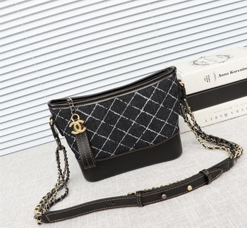 Replica Chanel Gabrielle Small Hobo Bag Denim Calfskin Silver Tone Gold Tone Metal Black