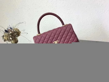 Replica Discount Chanel A92992 CoCo Large Flap Bag with Top Handle Purple Calfskin Gold Tone Metal