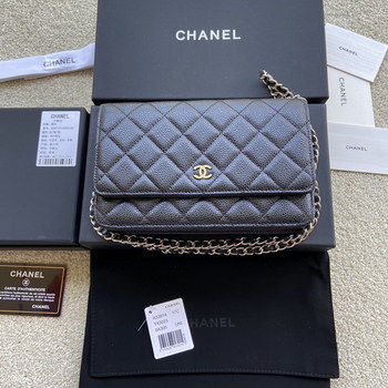 Replica Replica Chanel A33814 Women Classcics Wallet On Chain Black Caviar Leather with Sliver