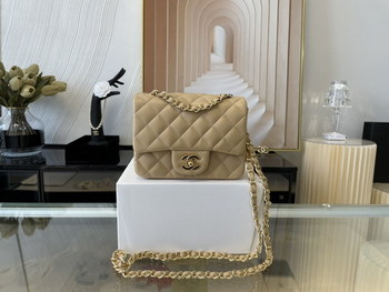 Replica Replica Chanel Clasica Flap Mini Chain Shoulder Bag 17cm Quilted Lambskin With Gold Beige