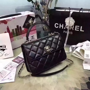 Replica Chanel 5056 Flap Bag With Top Handle Lambskin Gold Black