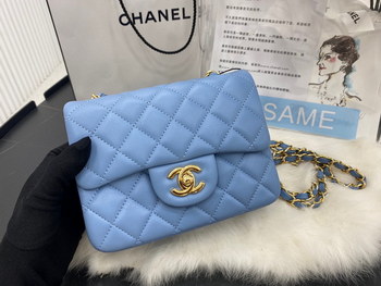 Replica Hot Sale Chanel Classic Flap Sheepskin Small Shoulder Bag 17cm Best Gift Replica Blue With Gold