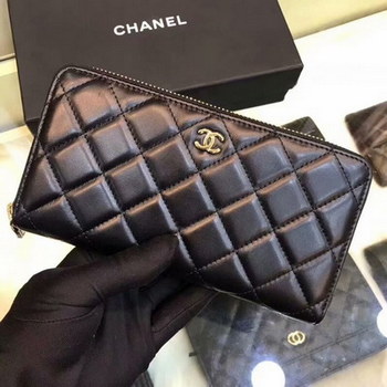 Replica Copy Chanel Classic Zipped Wallet Lambskin Leather Gold Tone Metal
