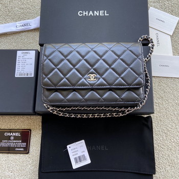 Replica Replica Chanel A33814 Women Classcics Wallet On Chain Black Leather with Sliver