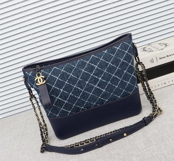 Replica Chanel Gabrielle Large Hobo Bag Denim Calfskin Silver Tone Gold Tone Metal Blue