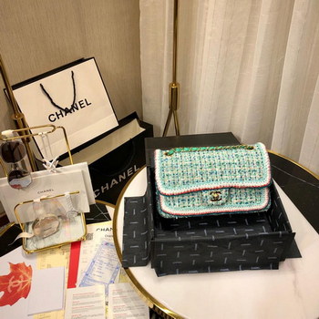 Replica Replica Chanel Mini Flap Bag Tweed Gold Tone Metal Green 26cm