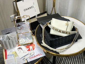 Replica Top Replica Chanel Gabrielle Small Hobe Bag Crocodile Embossed Calfskin Gold Tone Silver Tone Metal White AS0865