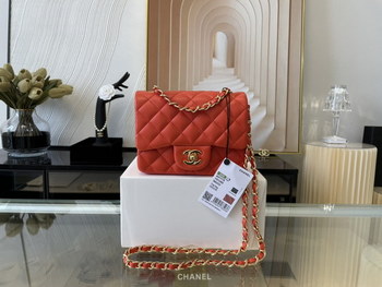 Replica Replica Chanel Clasica Flap Mini Chain Shoulder Bag 17cm Quilted Lambskin With Gold Dark Red