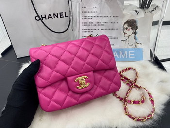 Replica Hot Sale Chanel Classic Flap Sheepskin Small Shoulder Bag 17cm Best Gift Replica Rose With Gold