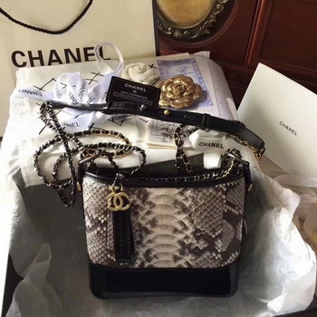 Replica Top Replica Chanel Gabrielle Small Hobe Bag Grey Python Metallic Calfskin Gold Tone Metal