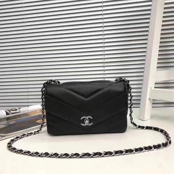 Replica Chanel 2017 Lambskin Chian Flap Bag Black